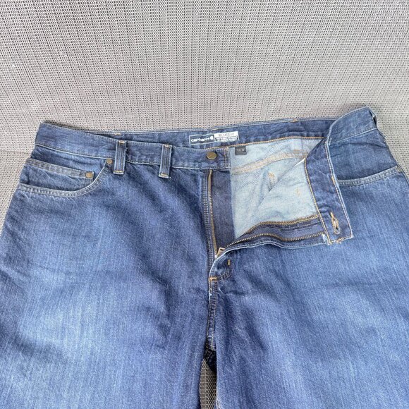 Carhartt Mens Size 44x32 Blue Relaxed Fit Denim Jeans Durable Workwear - Picture 3 of 9